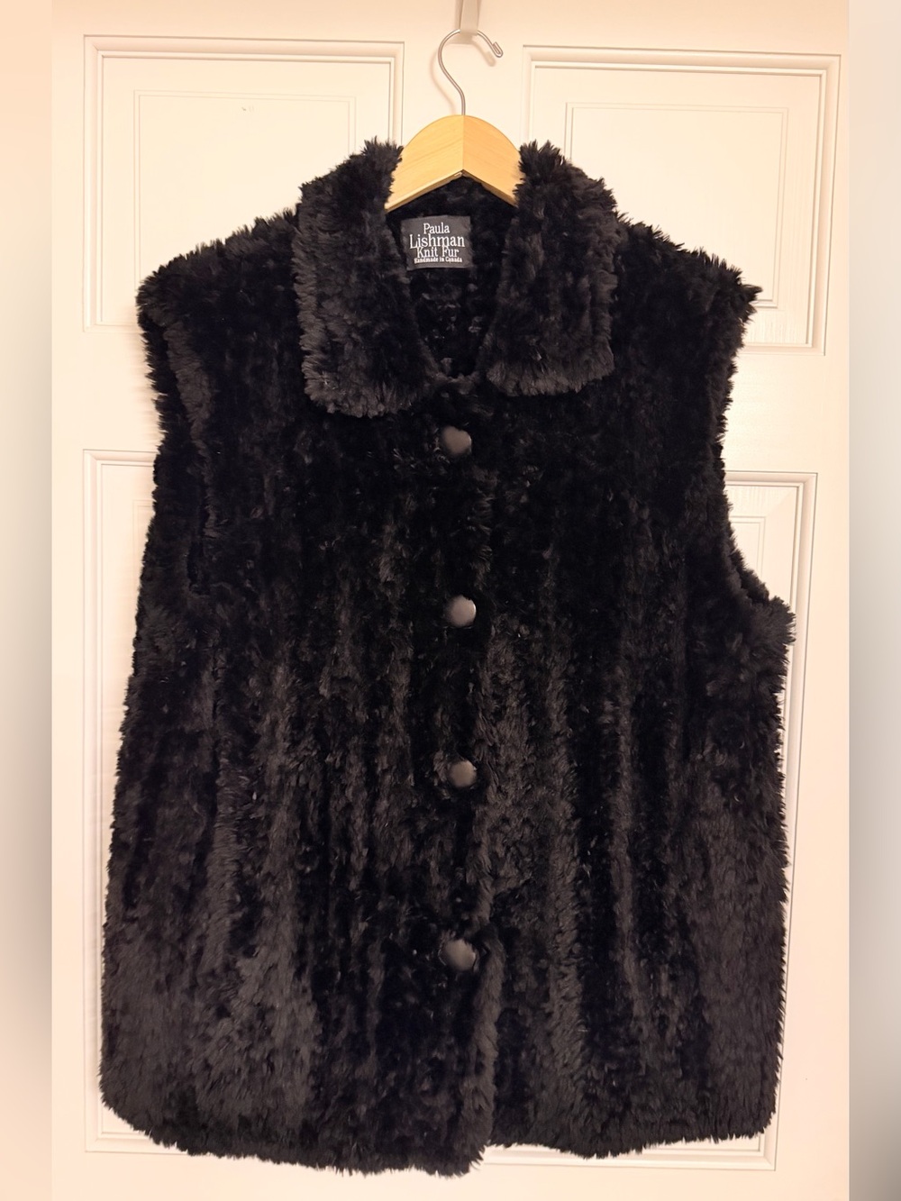 Black Faux Fur Vest- Paula Lishman